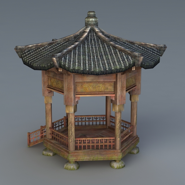 Vintage Chinese Pavilion 3d rendering