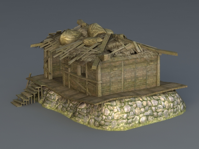 Abandoned Wooden House 3d rendering