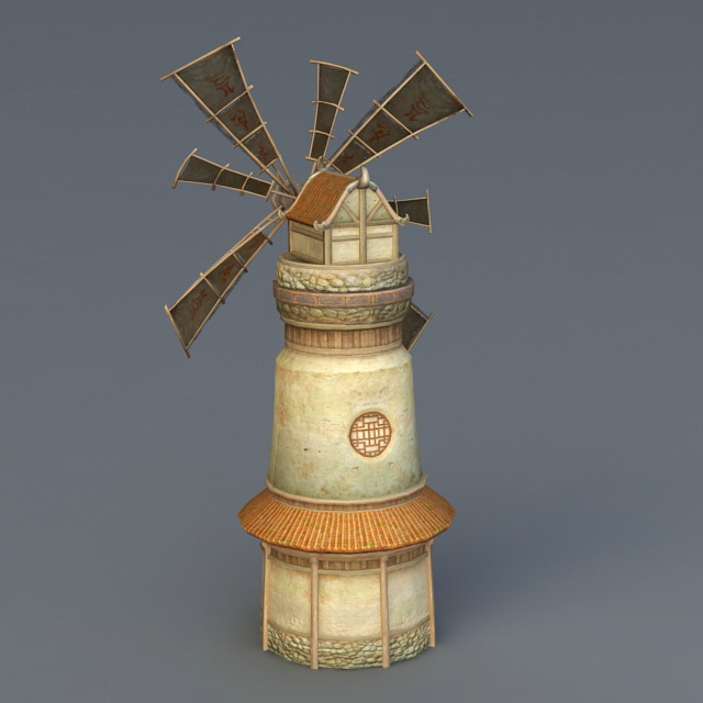 Ancient Windmill 3d rendering