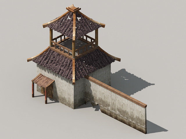 Medieval Wall Tower 3d rendering