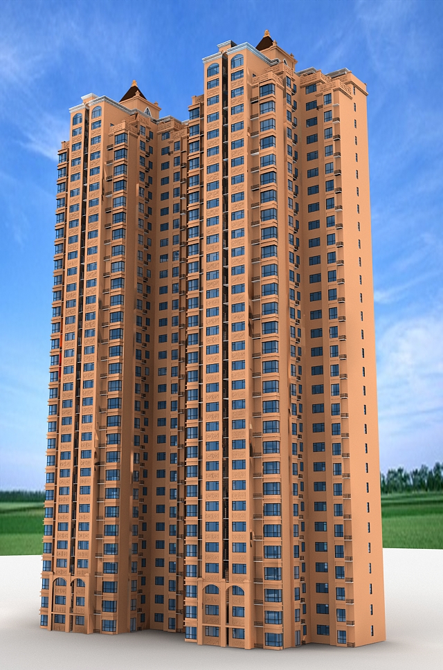 High-rise Residential Tower Architecture 3d rendering