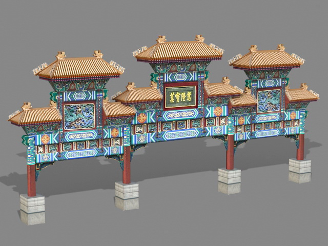 Ancient Paifang 3d rendering