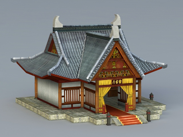 Ancient Chinese Reception Hall 3d rendering