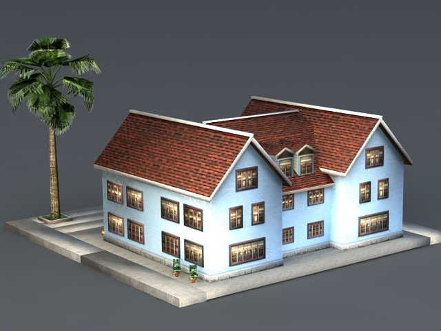 Tropical Beach House 3d rendering