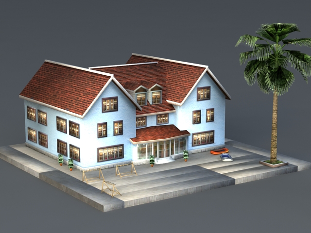 Tropical Beach House 3d rendering
