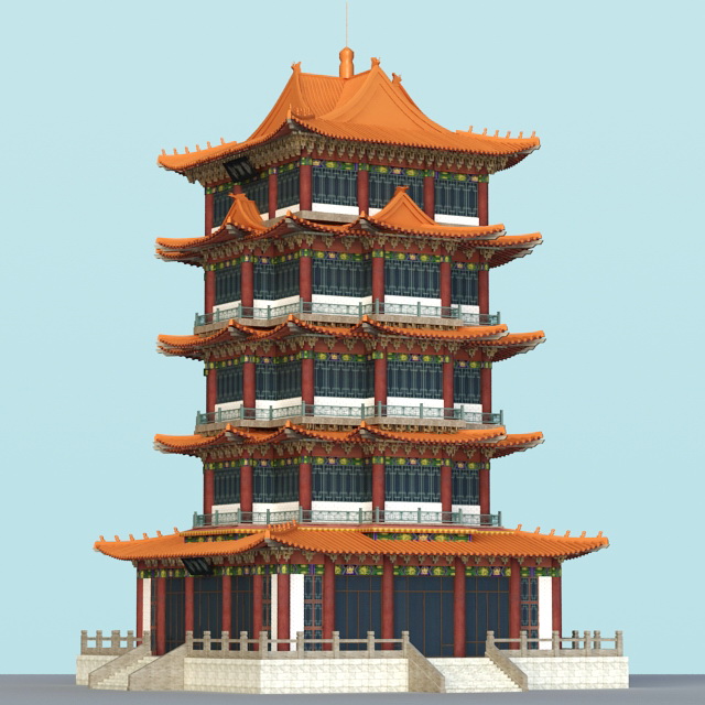 Pagoda Building 3d rendering