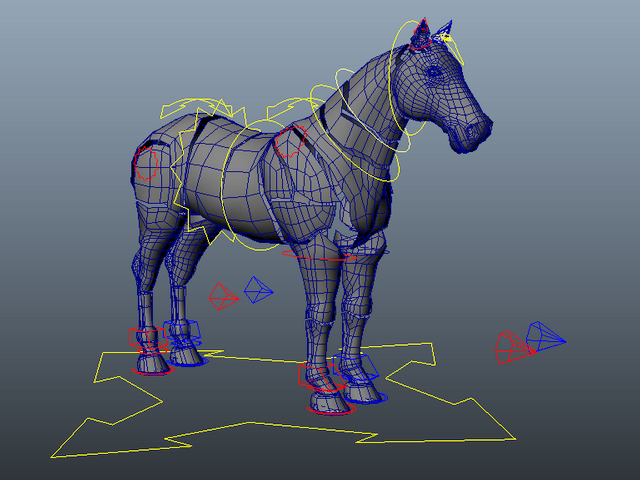 Horse Rig 3d  model  Maya files free  download  modeling  