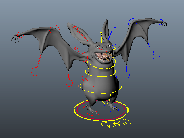 Cartoon Bat Rig 3d model Maya files free download
