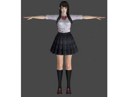 Japanese School Girl 3d model preview