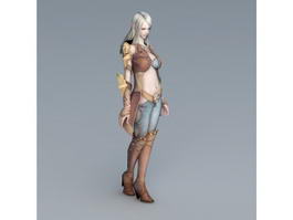 High Elf Female Rig & Animated 3d model preview