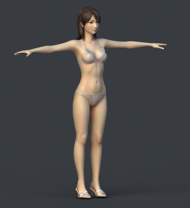 Hot Asian Bikini Girl 3d rendering
