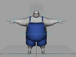 Fat Cartoon Character Rig 3d model preview