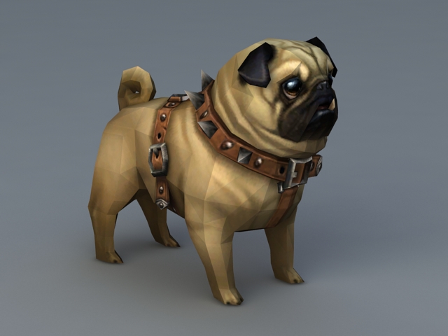 Pug Puppy 3d rendering