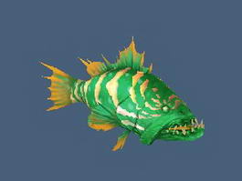 Green Grouper Fish 3d model preview