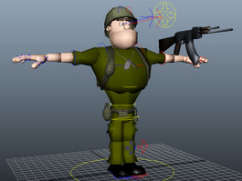 Cartoon Soldier Rig 3d model preview