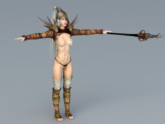 Female Cyborg Warrior 3d rendering