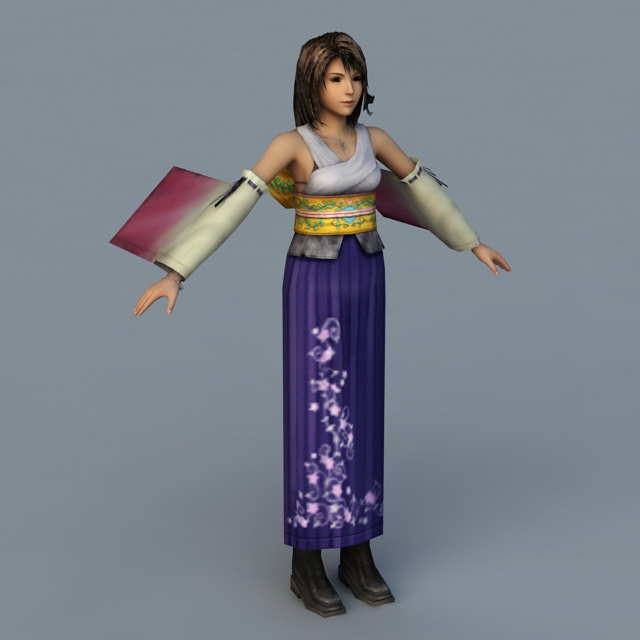Final Fantasy X Yuna 3d rendering