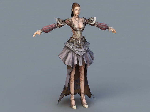 Medieval Noble Lady 3d rendering