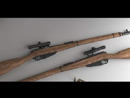 Vintage Sniper Rifle 3d model preview