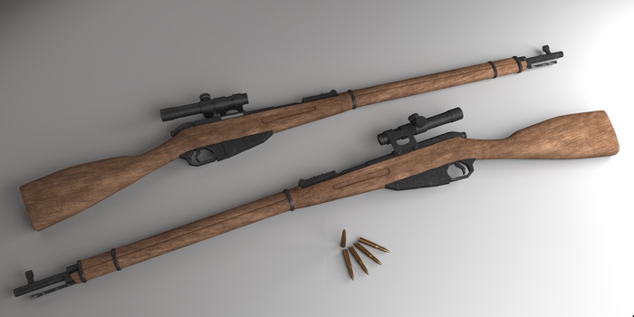 Vintage Sniper Rifle 3d rendering