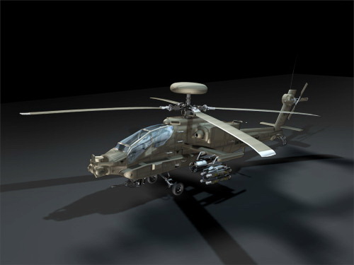 Apache Helicopter 3d rendering