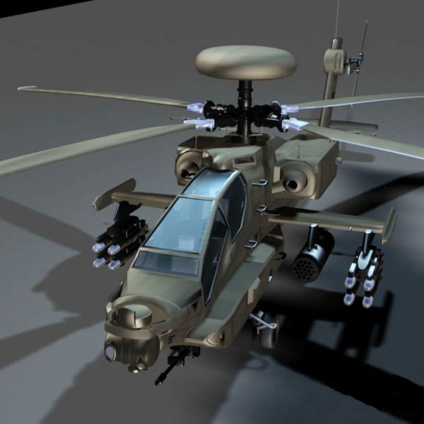 Apache Helicopter 3d rendering