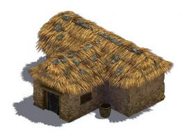Old Thatched Roof Cottage 3d preview