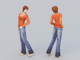 Middle-aged woman standing 3d model 3ds max files free 