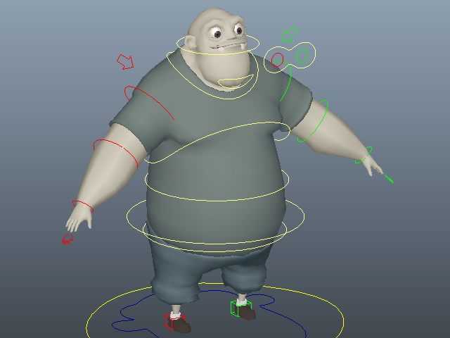 Fat Man Cartoon Rig 3d Model Cadnav