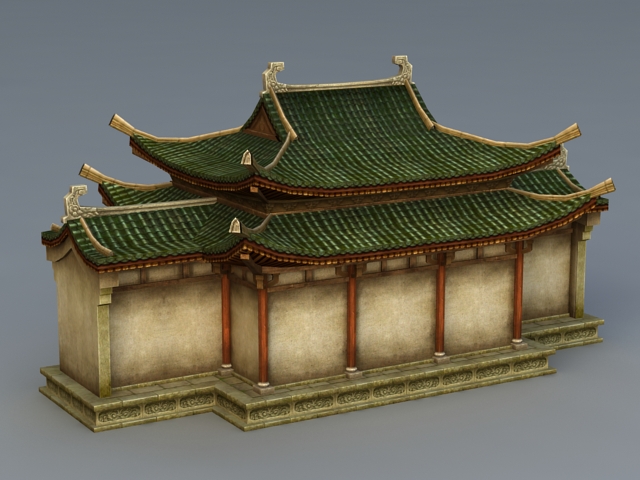 Chinese Ancestral Hall 3d rendering