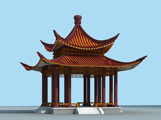 Chinese Pavilion 3d rendering