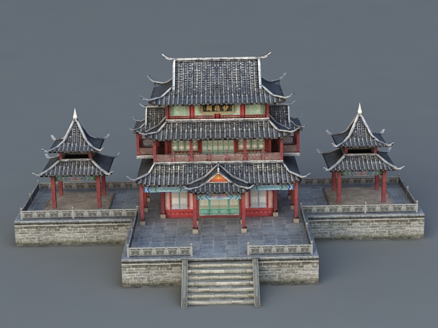 Ancient Chinese Architecture 3d rendering