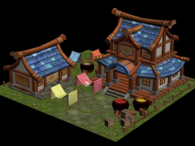 Cartoon Chinese House 3d rendering