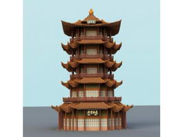 Yellow Crane Tower 3d model preview