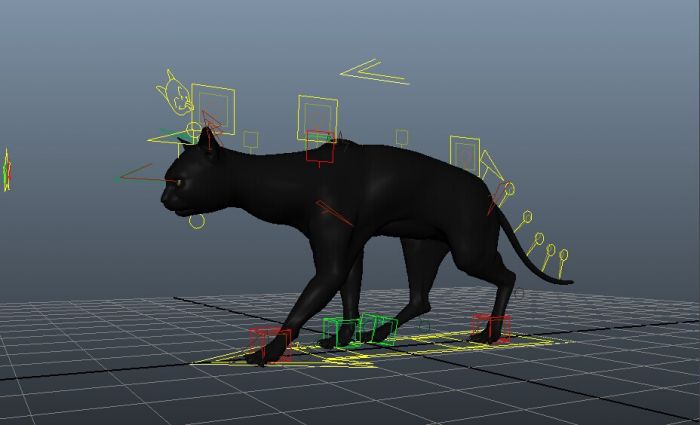 Black Cat  Walk 3d  model Maya files free download 