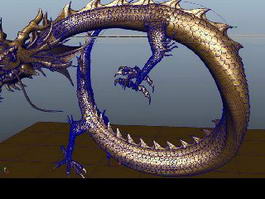 Animated Gold Dragon 3d model preview