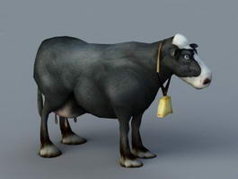Animated Dairy Cow Rig 3d model preview
