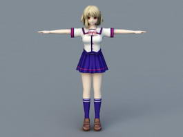 Anime Schoolgirl Vampire 3d model preview
