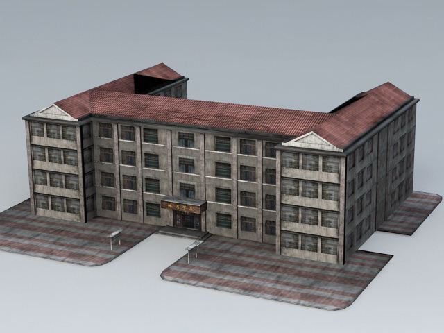 Old School Building 3d rendering