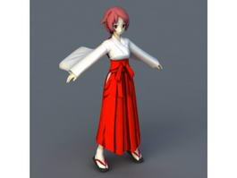 Japanese Anime Girl Character 3d model preview