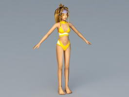 Blonde Girl Swimwear 3d model preview