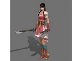Cool Swordswoman 3d model preview