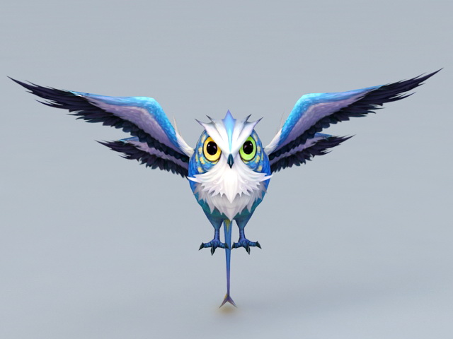 Anime Owl Character 3d rendering
