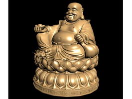 Monk Budai Buddha Statue 3d model preview