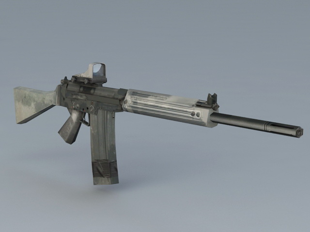 FN FAL Assault Rifle 3d rendering. 