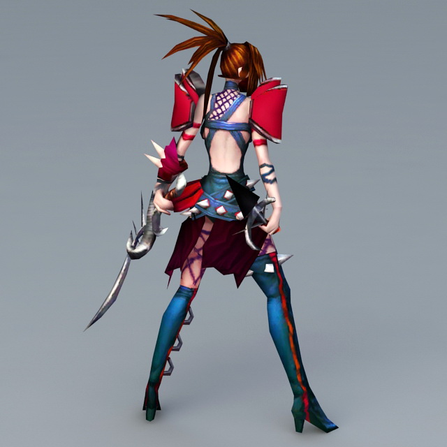 Anime Female Assassin Character 3d rendering