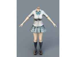 School Uniform Girl Body 3d model preview
