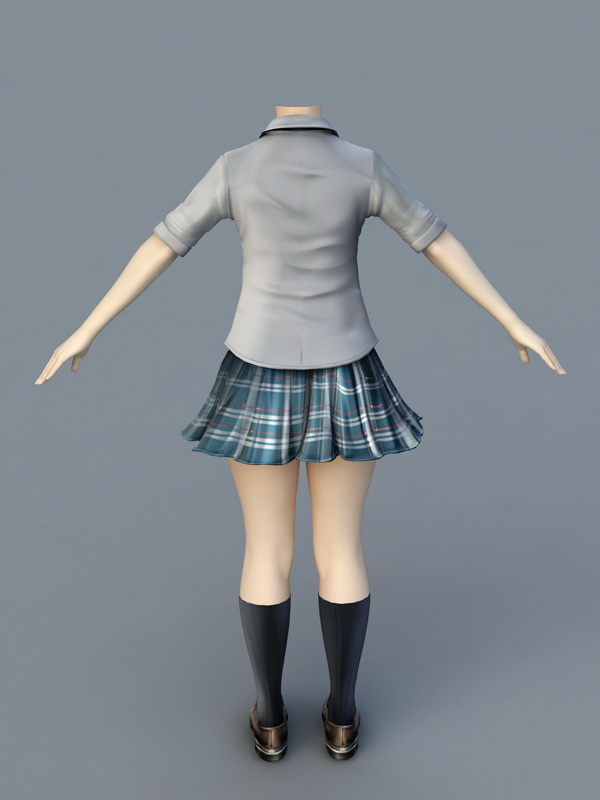 School Uniform Girl Body 3d rendering
