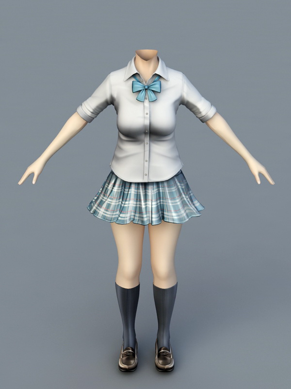 School Uniform Girl Body 3d rendering