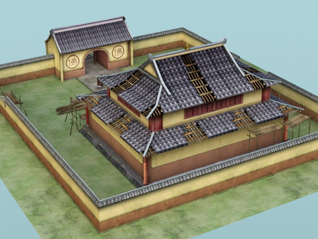 Old Asian Temple 3d rendering